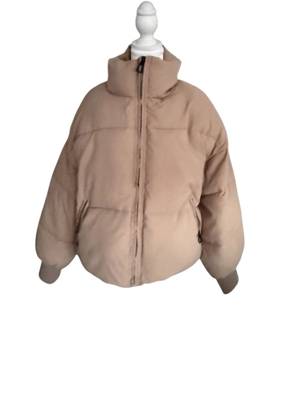 BEIGE Oversized Puffer Winter Coat Size Small